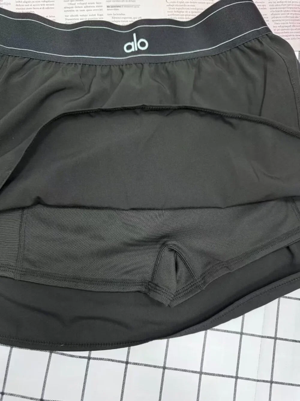 🥂 NWT Alo Yoga Match Point Tennis Skirt Black 😜 Old Money Weekend Skort